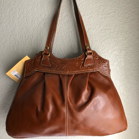 🆕Patricia Nash♥️Italian leather Tan Semi-tooled Shoulder bag - Picture 16 of 16